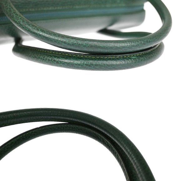 MUST DE CARTIER 2C Logo Hand Bag Leather Green Gold Made In Spain 35RH796 - Picture 12 of 15